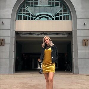 Nordstrom Yellow Velvet Mini Dress